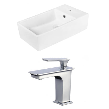 American Imaginations AI-18040 19" White Rectangular Ceramic Above Counter Bathroom Vessel Sink Set