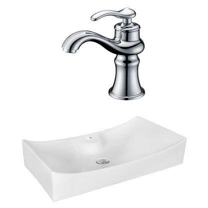 American Imaginations AI-18042 26" White Rectangular Ceramic Above Counter Bathroom Vessel Sink Set