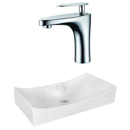 American Imaginations AI-18043 26" White Rectangular Ceramic Above Counter Bathroom Vessel Sink Set