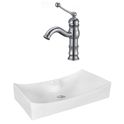American Imaginations AI-18047 26" White Rectangular Ceramic Above Counter Bathroom Vessel Sink Set