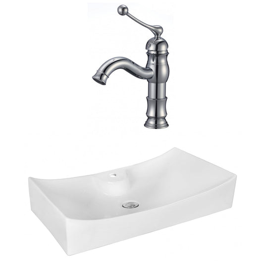 American Imaginations AI-18047 26" White Rectangular Ceramic Above Counter Bathroom Vessel Sink Set