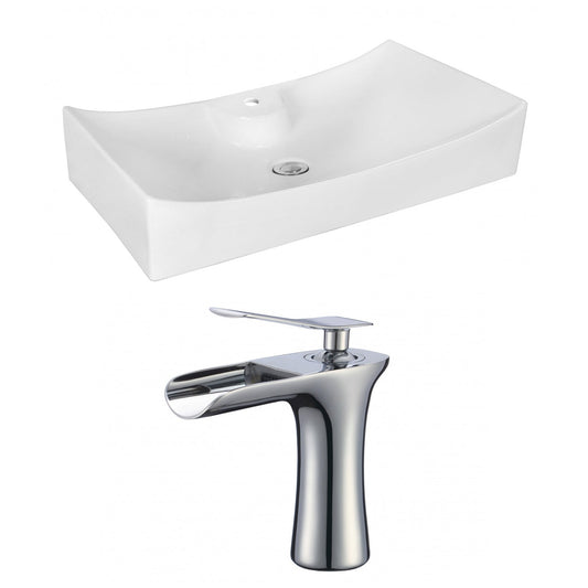 American Imaginations AI-18048 26" White Rectangular Ceramic Above Counter Bathroom Vessel Sink Set