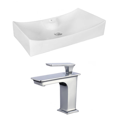 American Imaginations AI-18049 26" White Rectangular Ceramic Above Counter Bathroom Vessel Sink Set