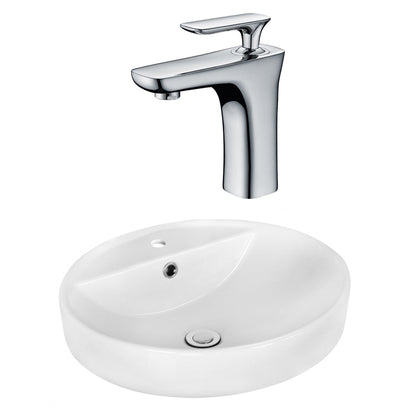 American Imaginations AI-18053 18" White Round Ceramic Above Counter Bathroom Vessel Sink Set