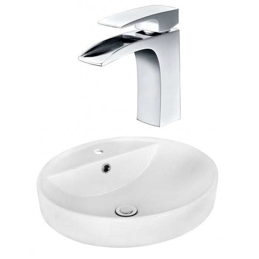 American Imaginations AI-18054 18" White Round Ceramic Above Counter Bathroom Vessel Sink Set