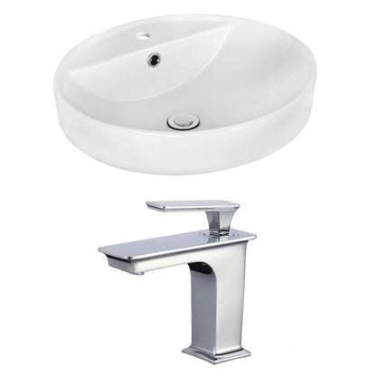 American Imaginations AI-18058 18" White Round Ceramic Above Counter Bathroom Vessel Sink Set