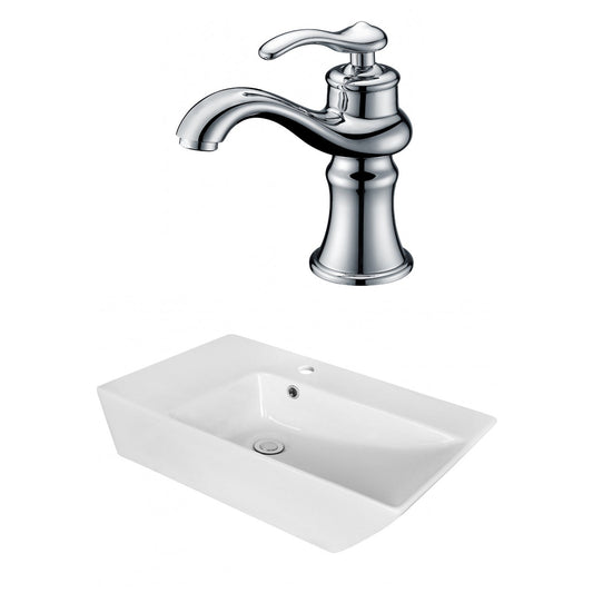 American Imaginations AI-18060 26" White Rectangular Ceramic Above Counter Bathroom Vessel Sink Set
