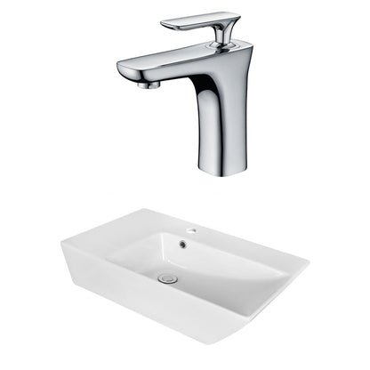 American Imaginations AI-18062 26" White Rectangular Ceramic Above Counter Bathroom Vessel Sink Set