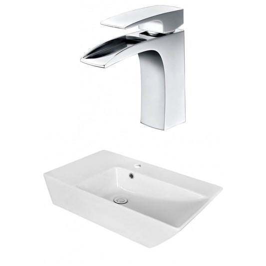 American Imaginations AI-18063 26" White Rectangular Ceramic Above Counter Bathroom Vessel Sink Set