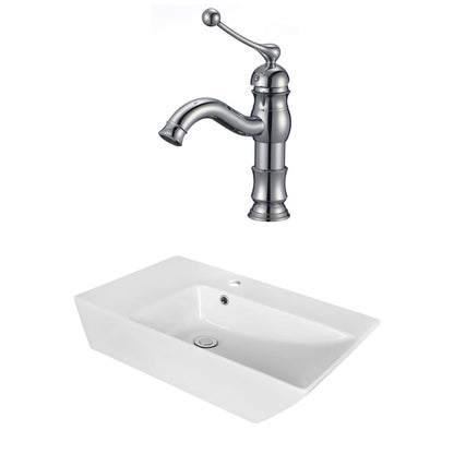 American Imaginations AI-18065 26" White Rectangular Ceramic Above Counter Bathroom Vessel Sink Set