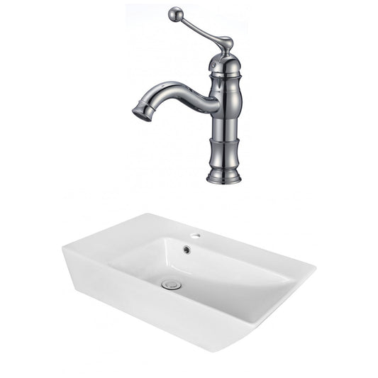 American Imaginations AI-18065 26" White Rectangular Ceramic Above Counter Bathroom Vessel Sink Set