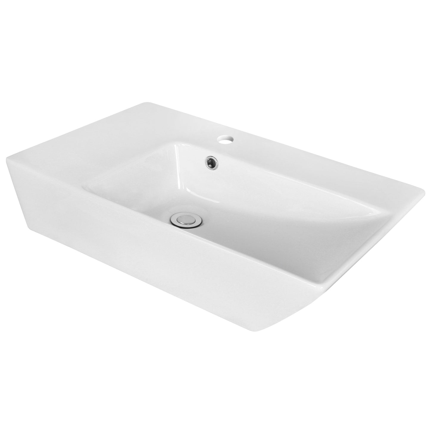 American Imaginations AI-18066 26" White Rectangular Ceramic Above Counter Bathroom Vessel Sink Set