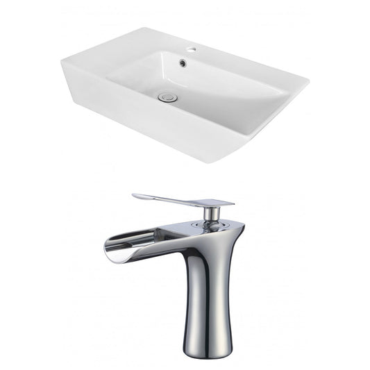 American Imaginations AI-18066 26" White Rectangular Ceramic Above Counter Bathroom Vessel Sink Set