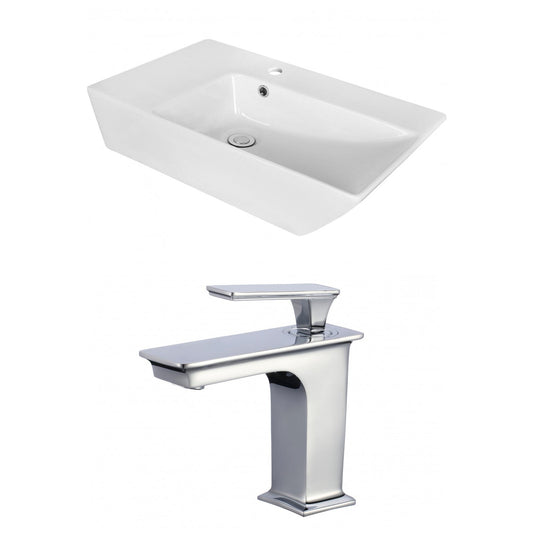 American Imaginations AI-18067 26" White Rectangular Ceramic Above Counter Bathroom Vessel Sink Set