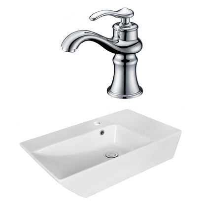 American Imaginations AI-18069 26" White Rectangular Ceramic Above Counter Bathroom Vessel Sink Set