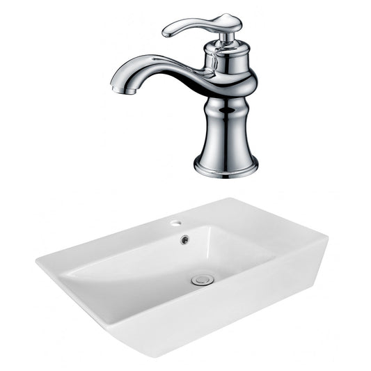 American Imaginations AI-18069 26" White Rectangular Ceramic Above Counter Bathroom Vessel Sink Set