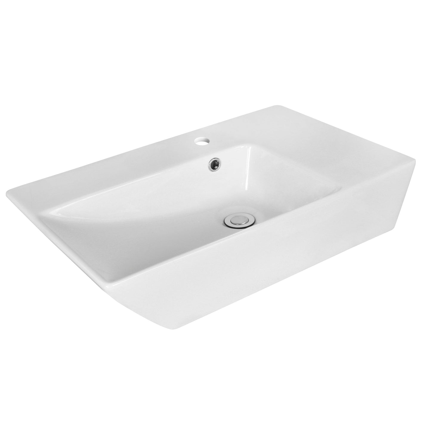 American Imaginations AI-18070 26" White Rectangular Ceramic Above Counter Bathroom Vessel Sink Set