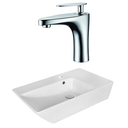 American Imaginations AI-18070 26" White Rectangular Ceramic Above Counter Bathroom Vessel Sink Set
