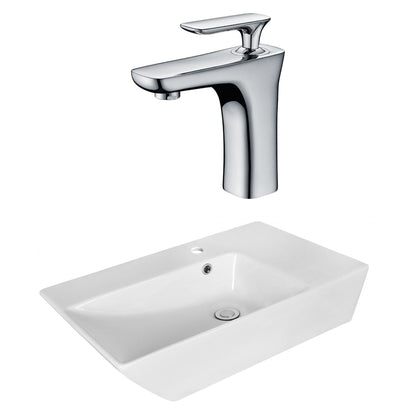 American Imaginations AI-18071 26" White Rectangular Ceramic Above Counter Bathroom Vessel Sink Set