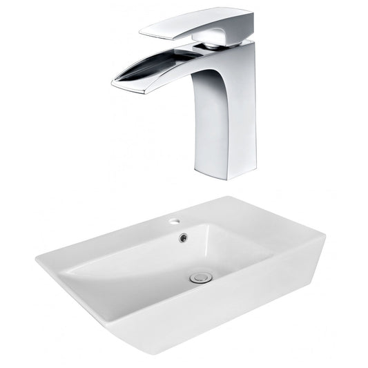 American Imaginations AI-18072 26" White Rectangular Ceramic Above Counter Bathroom Vessel Sink Set