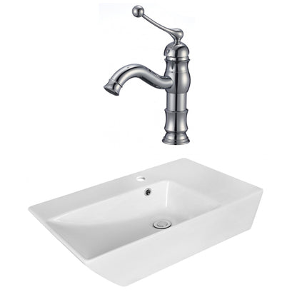 American Imaginations AI-18074 26" White Rectangular Ceramic Above Counter Bathroom Vessel Sink Set