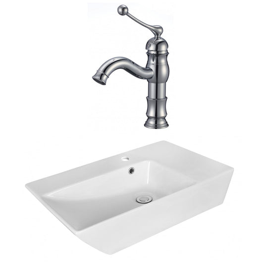 American Imaginations AI-18074 26" White Rectangular Ceramic Above Counter Bathroom Vessel Sink Set