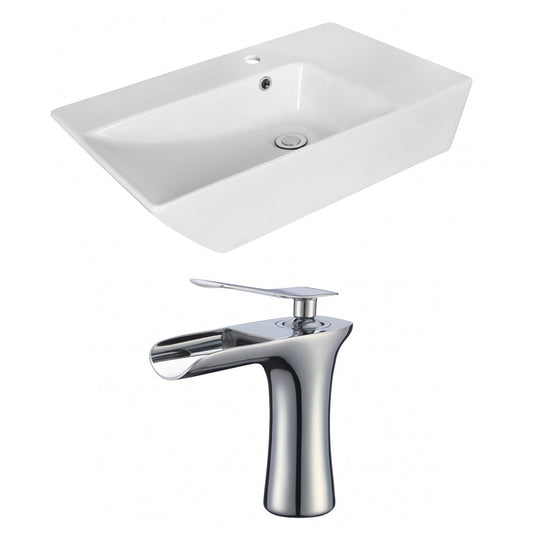 American Imaginations AI-18075 26" White Rectangular Ceramic Above Counter Bathroom Vessel Sink Set