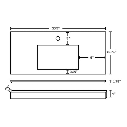 American Imaginations AI-19221 31" Beige Rectangular Countertop Modern Stone Top