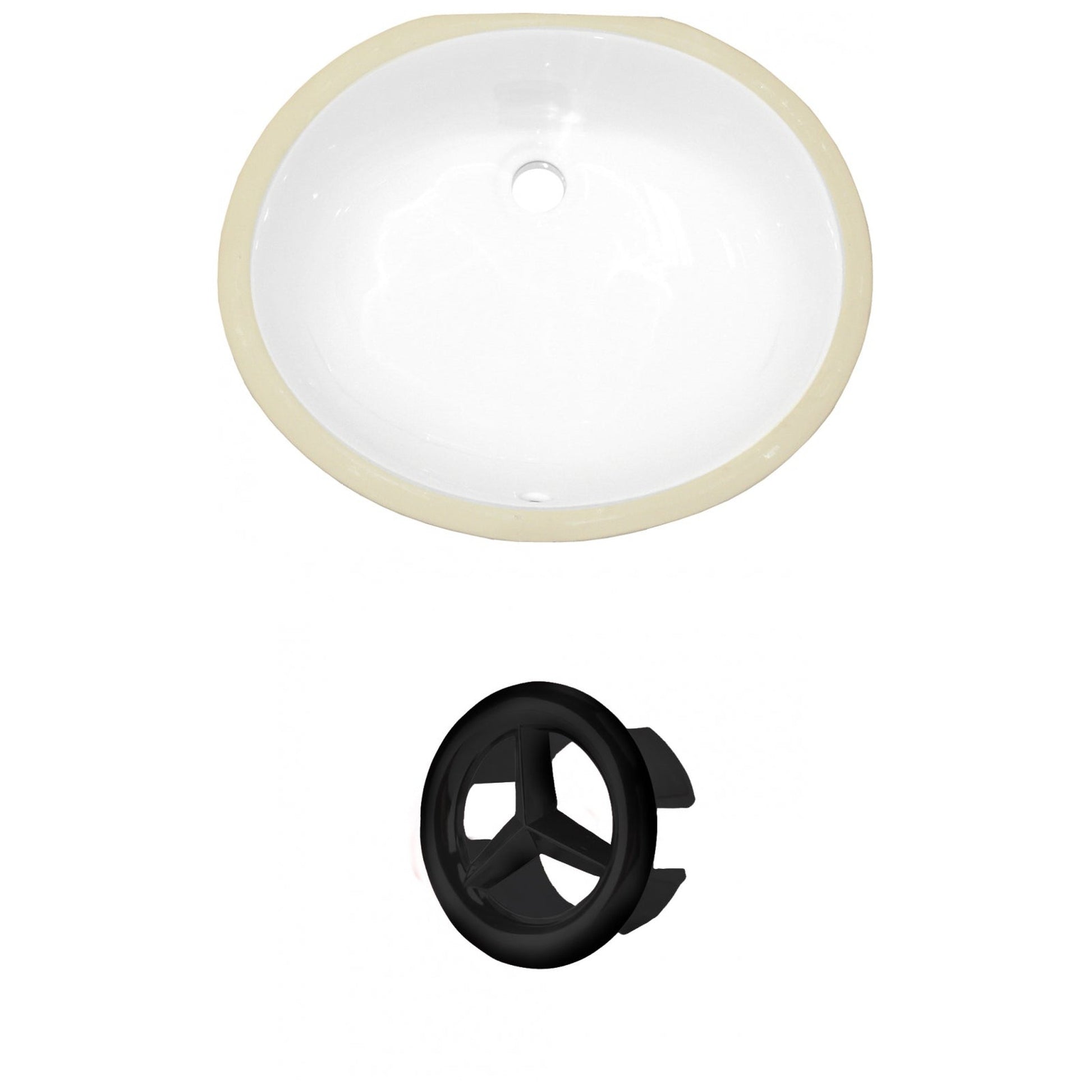 American Imaginations AI-20350 20" White Oval Ceramic Undermount Bathroom Sink Set