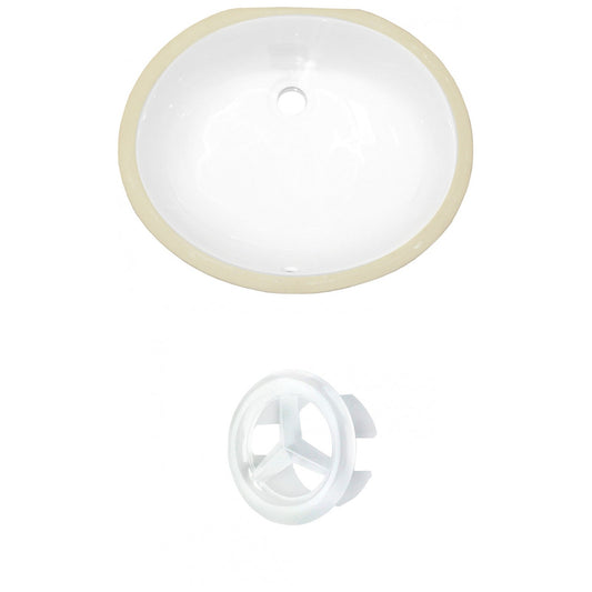 American Imaginations AI-20351 20" White Oval Ceramic Undermount Bathroom Sink Set