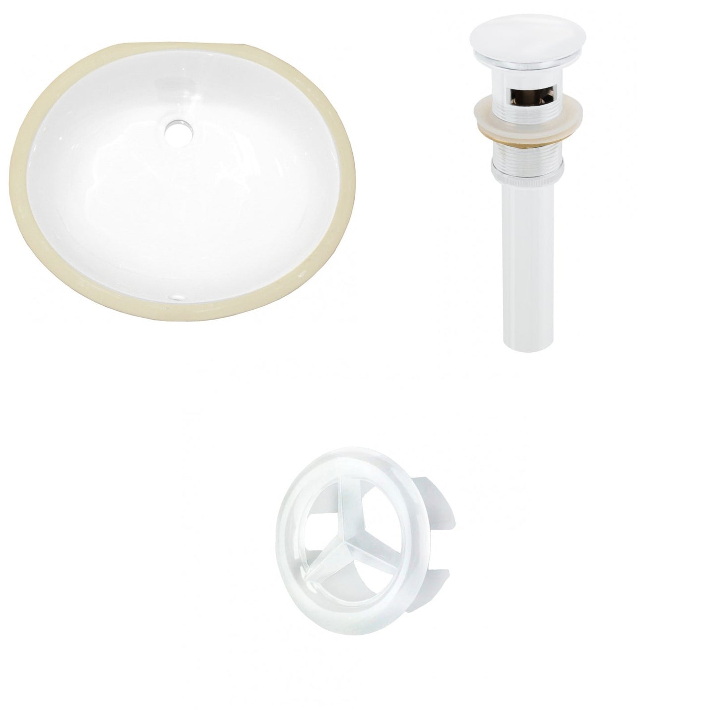 American Imaginations AI-20383 20" White Oval Ceramic Undermount Bathroom Sink Set