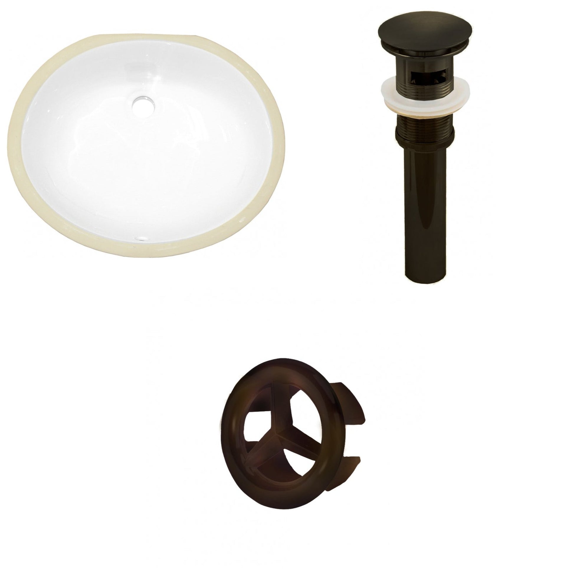 American Imaginations AI-20388 20" White Oval Ceramic Undermount Bathroom Sink Set