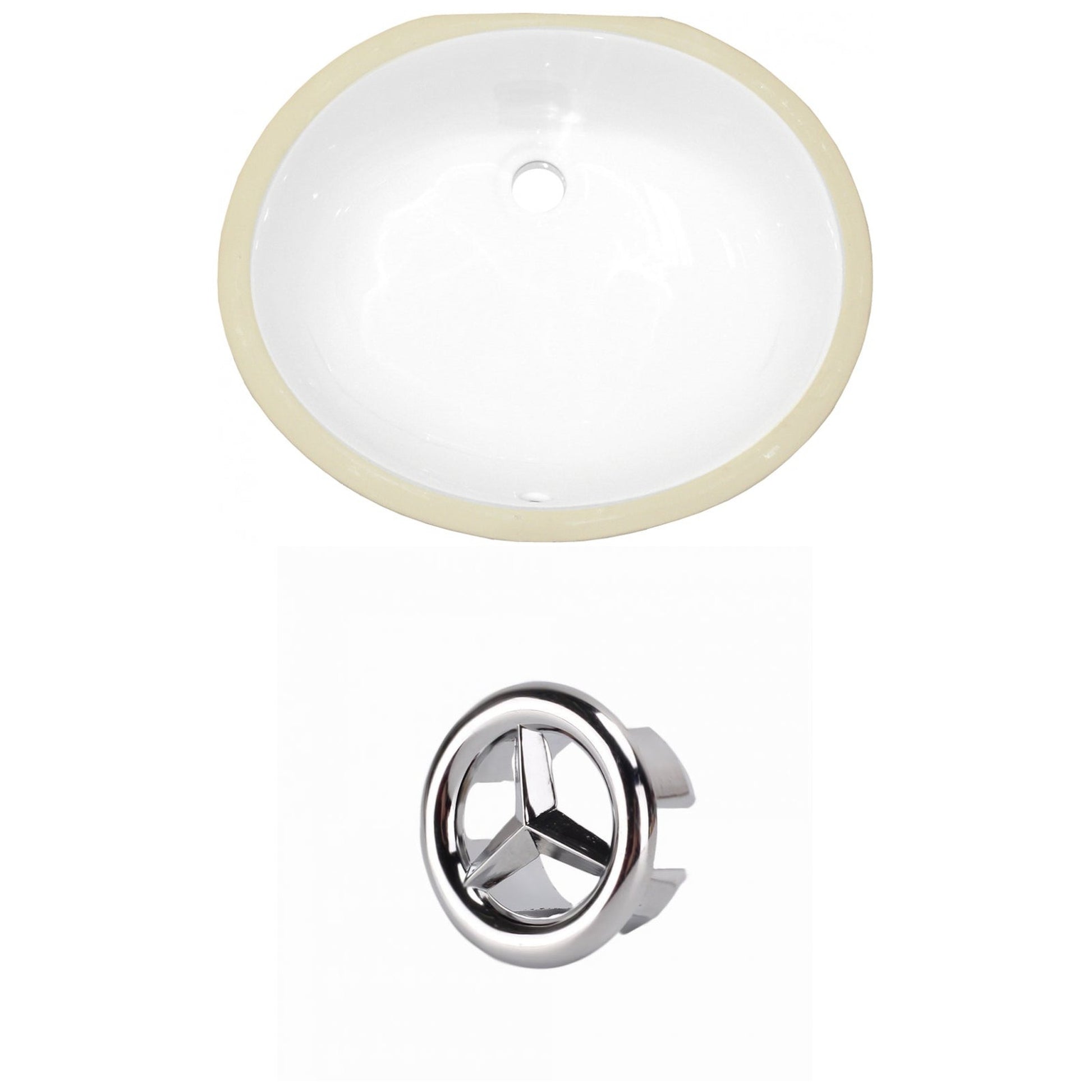 American Imaginations AI-20389 20" White Oval Ceramic Undermount Bathroom Sink Set