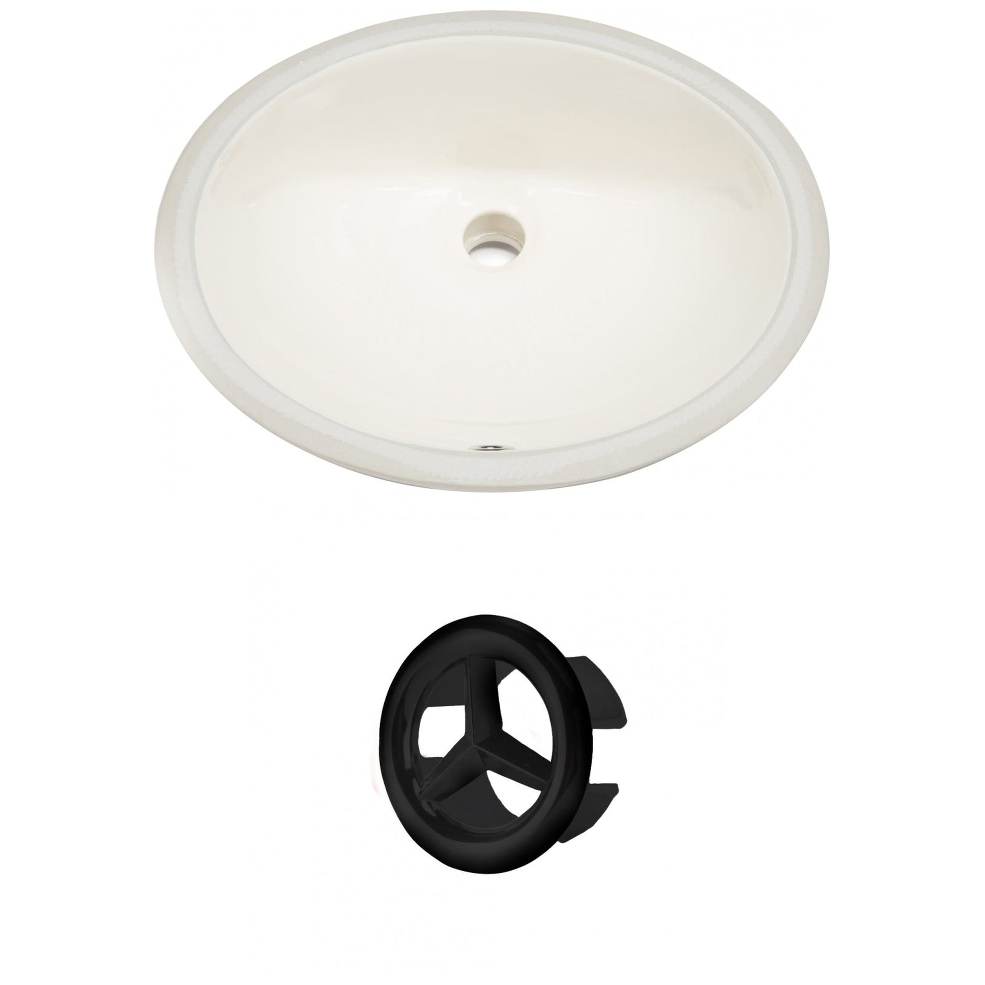 American Imaginations AI-20398 20" Biscuit Oval Ceramic Undermount Bathroom Sink Set