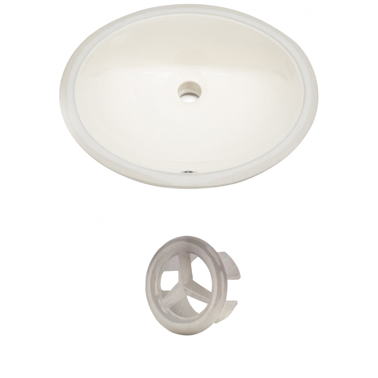American Imaginations AI-20400 20" Biscuit Oval Ceramic Undermount Bathroom Sink Set