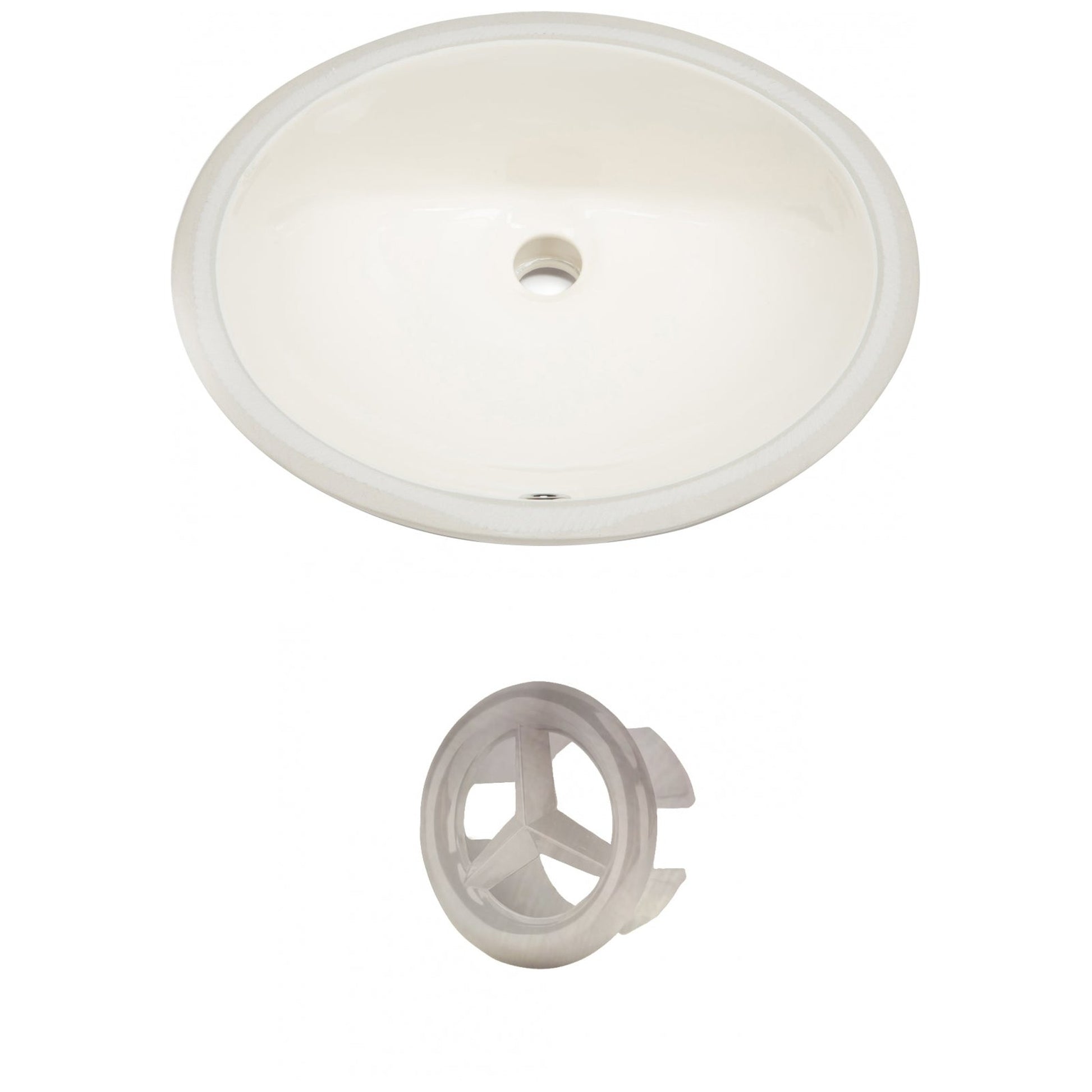 American Imaginations AI-20400 20" Biscuit Oval Ceramic Undermount Bathroom Sink Set