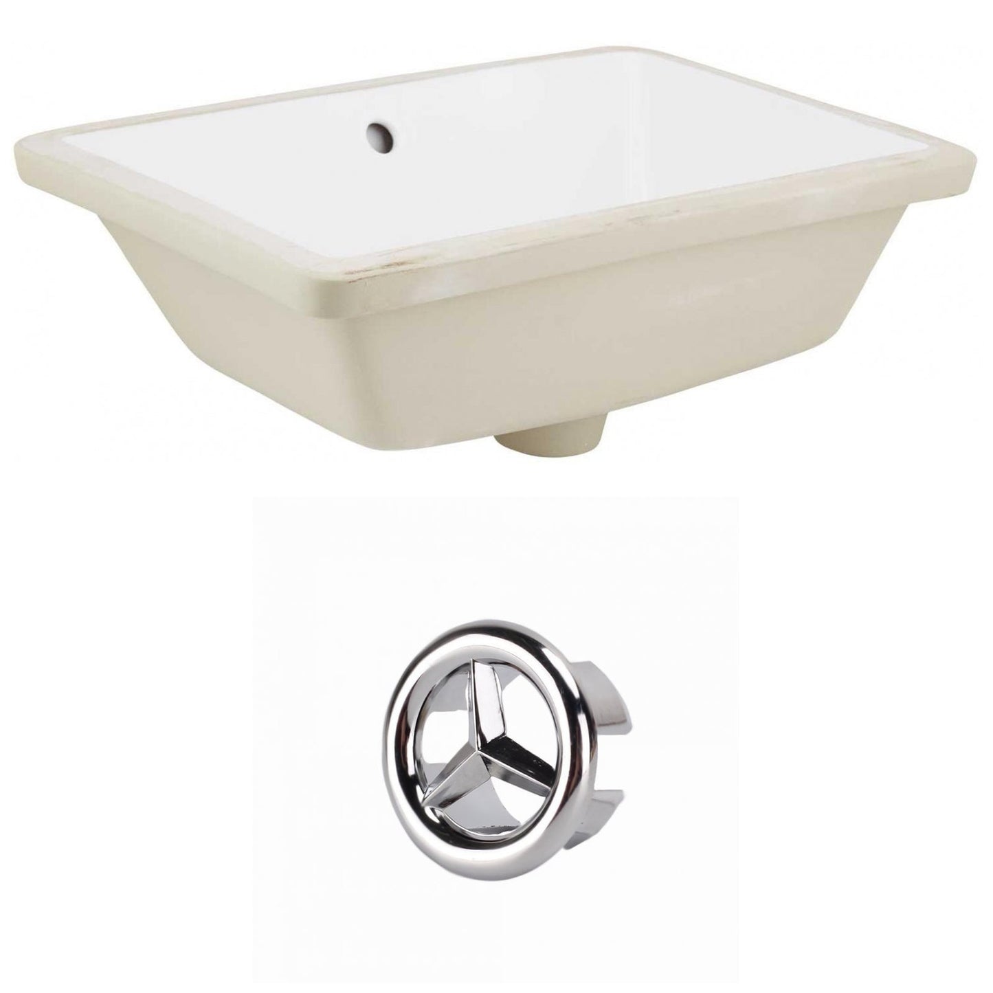 American Imaginations AI-20421 18" White Rectangular Ceramic Undermount Bathroom Sink Set