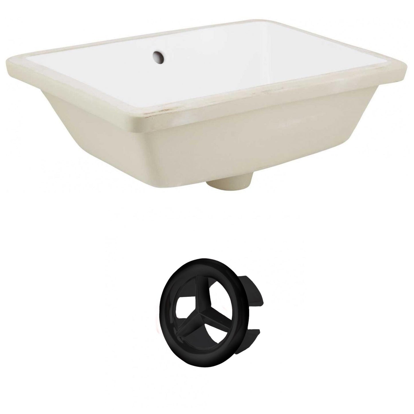 American Imaginations AI-20422 18" White Rectangular Ceramic Undermount Bathroom Sink Set