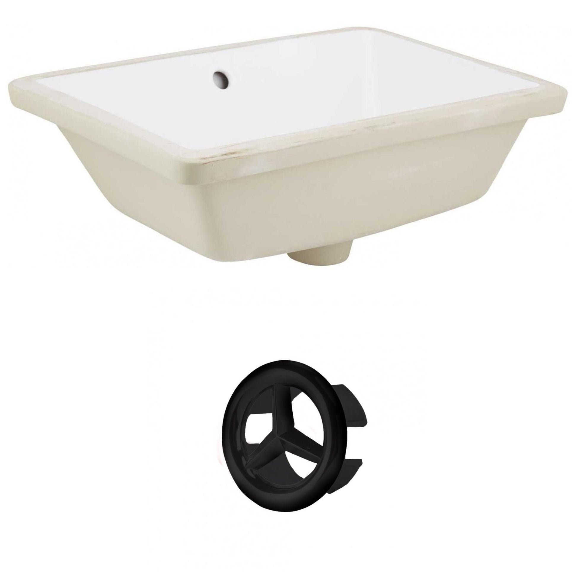 American Imaginations AI-20422 18" White Rectangular Ceramic Undermount Bathroom Sink Set