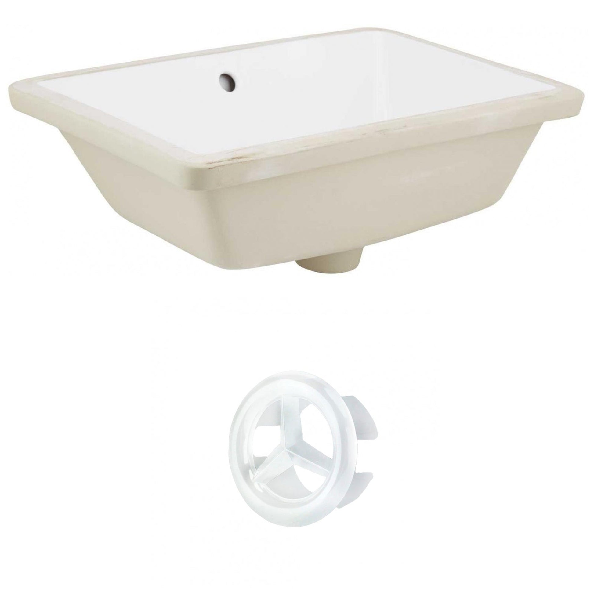 American Imaginations AI-20423 18" White Rectangular Ceramic Undermount Bathroom Sink Set