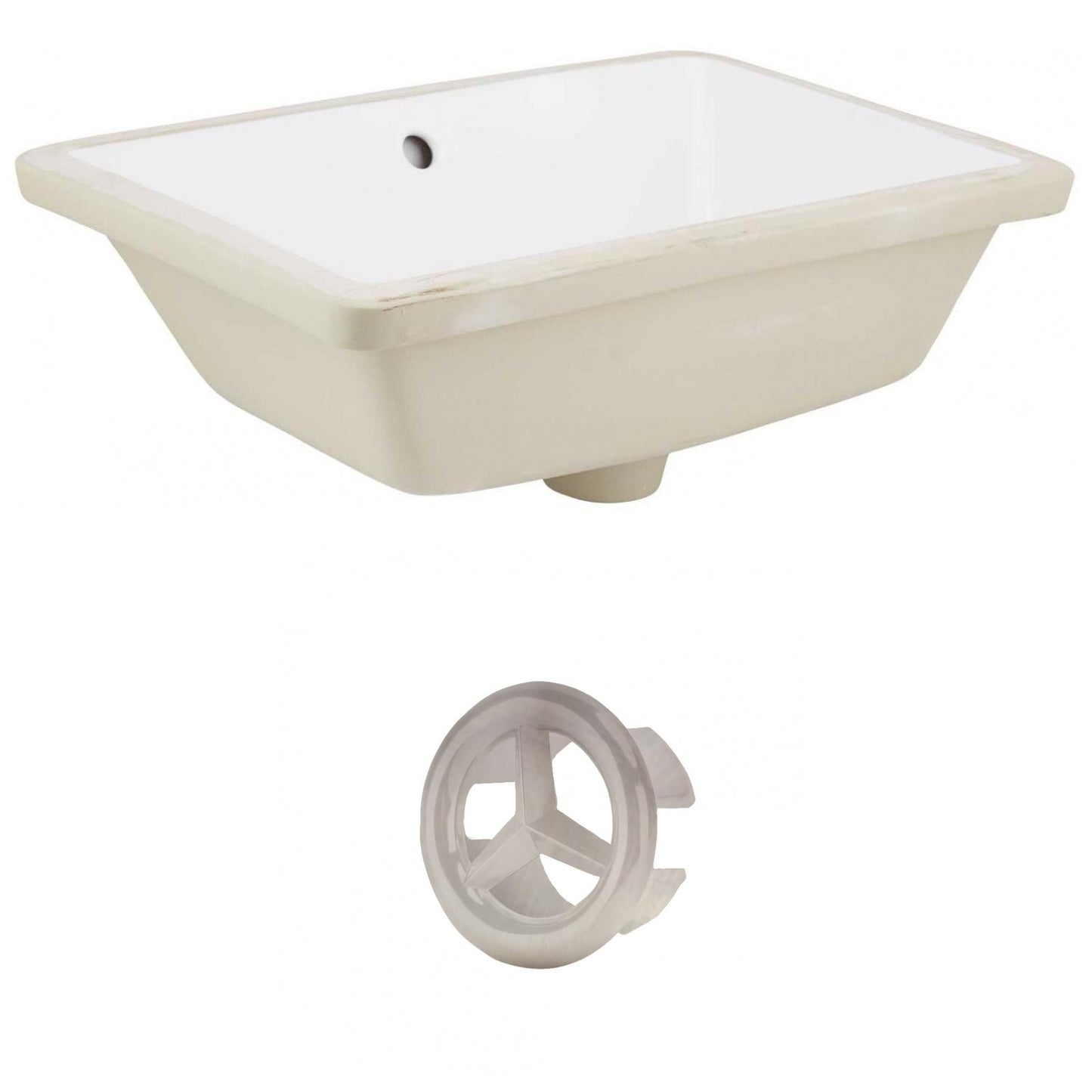 American Imaginations AI-20424 18" White Rectangular Ceramic Undermount Bathroom Sink Set