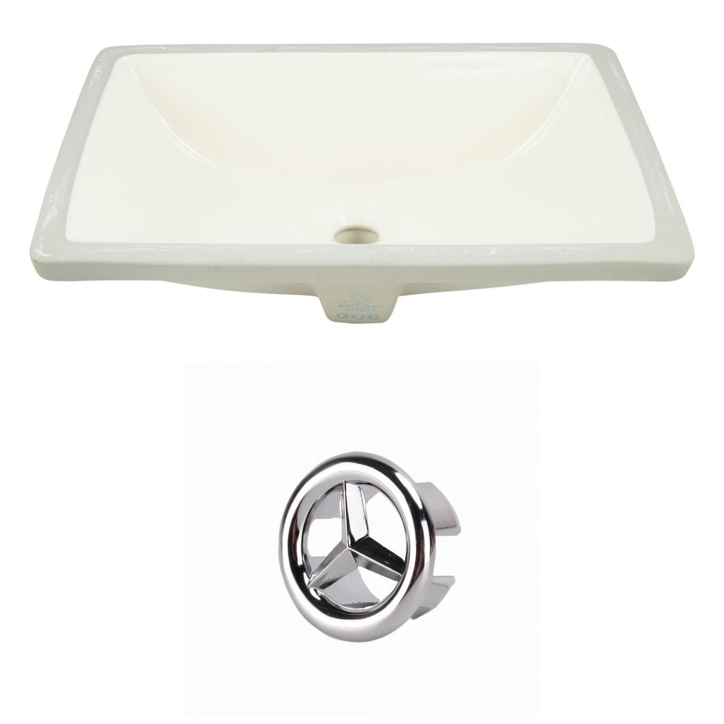 American Imaginations AI-20429 21" Biscuit Rectangular Ceramic Undermount Bathroom Sink Set