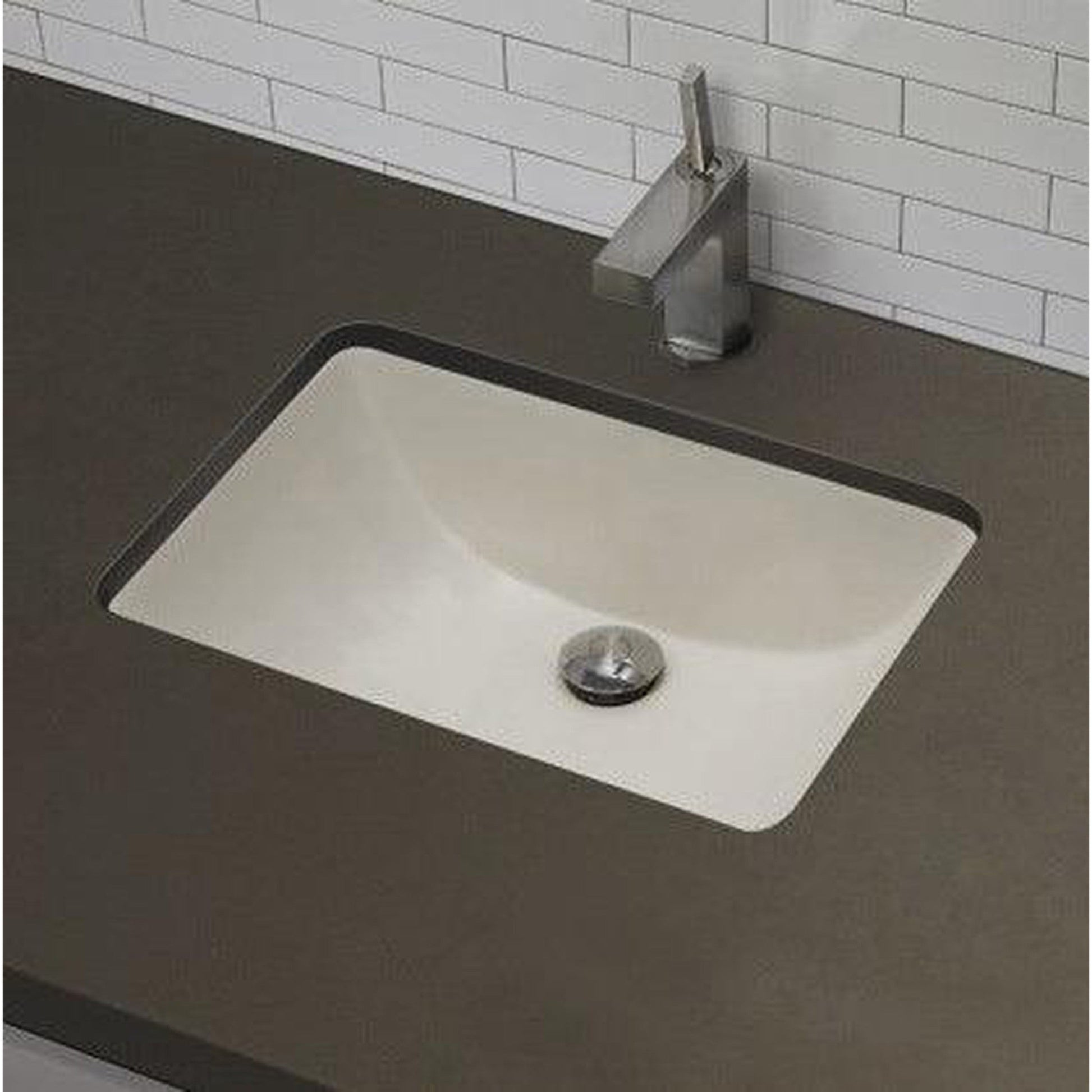 American Imaginations AI-20430 21" Biscuit Rectangular Ceramic Undermount Bathroom Sink Set