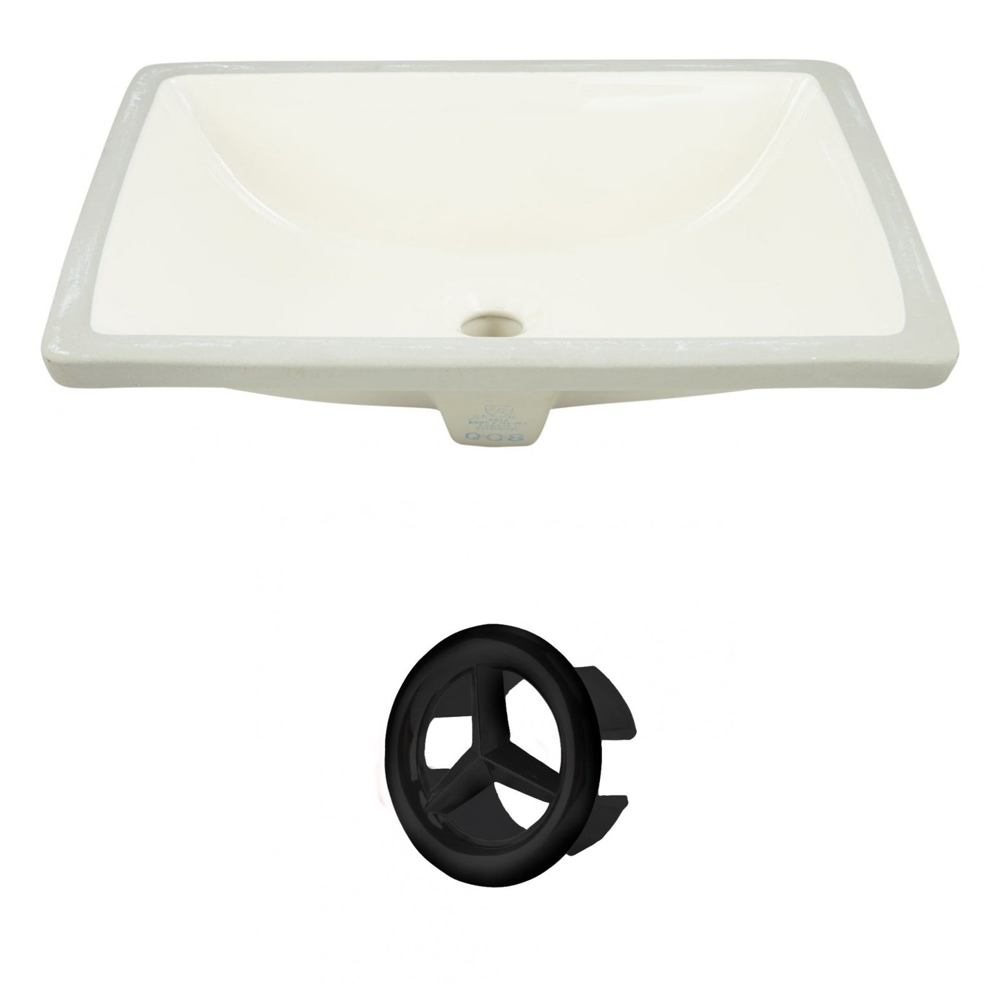American Imaginations AI-20430 21" Biscuit Rectangular Ceramic Undermount Bathroom Sink Set