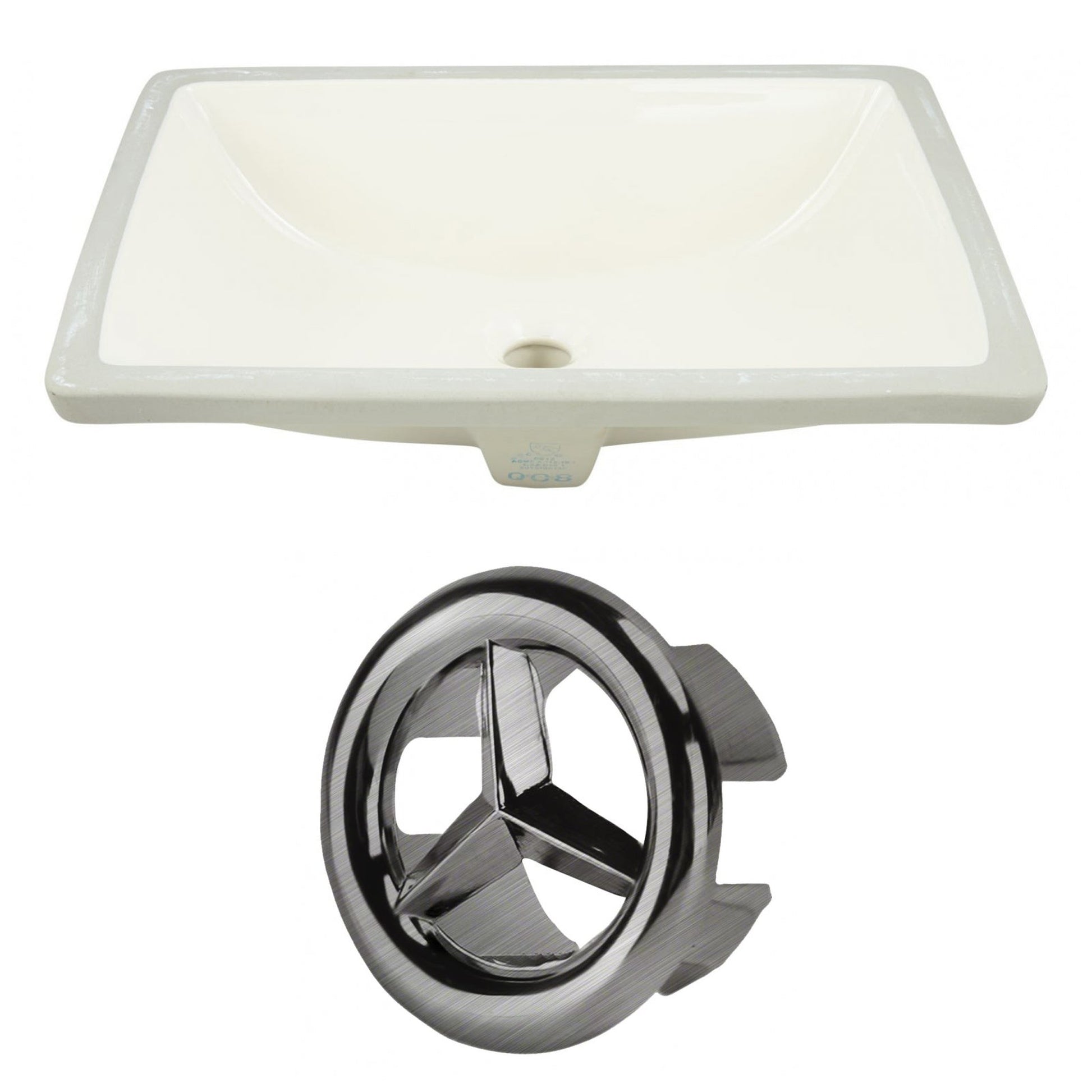 American Imaginations AI-20432 21" Biscuit Rectangular Ceramic Undermount Bathroom Sink Set