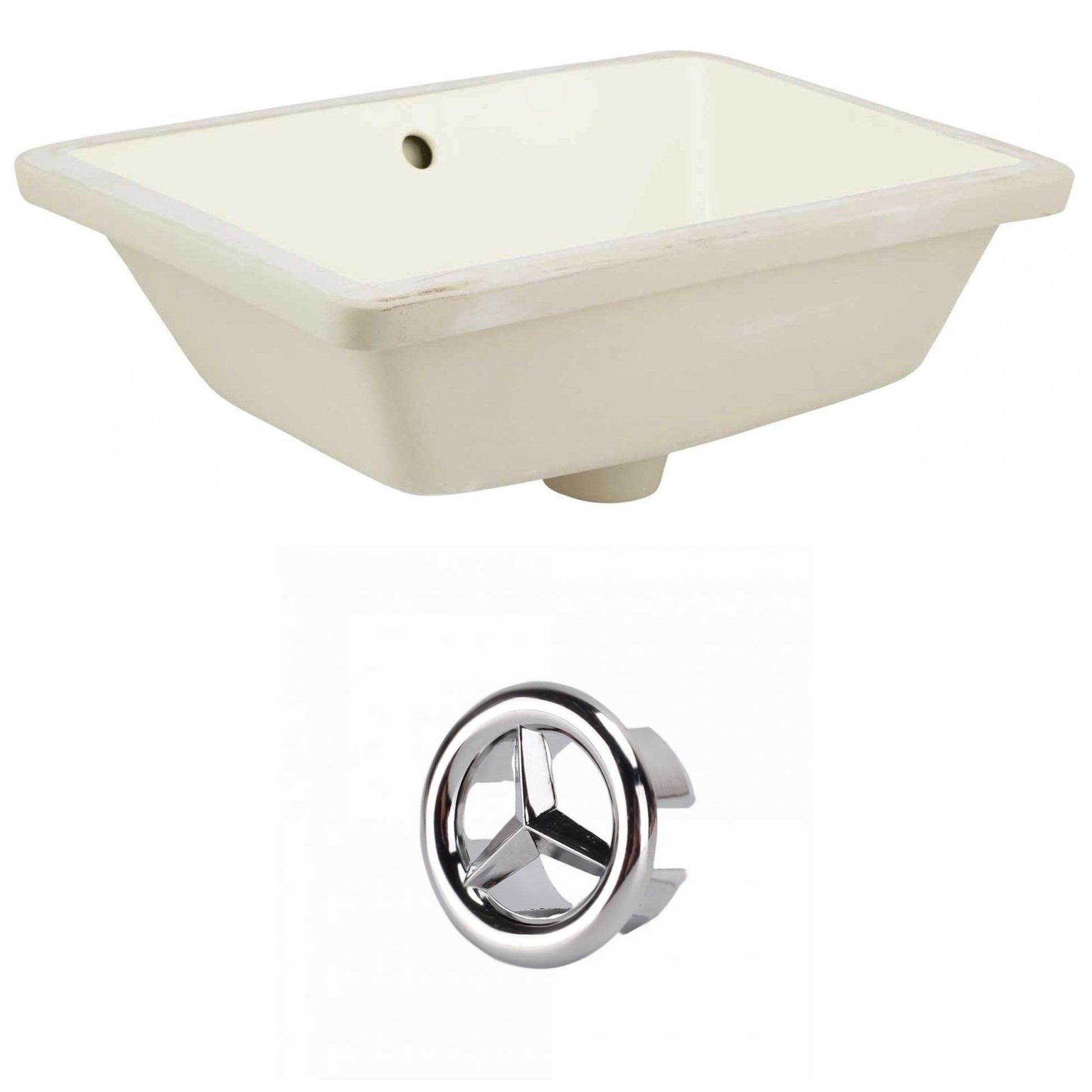 American Imaginations AI-20437 18" Biscuit Rectangular Ceramic Undermount Bathroom Sink Set