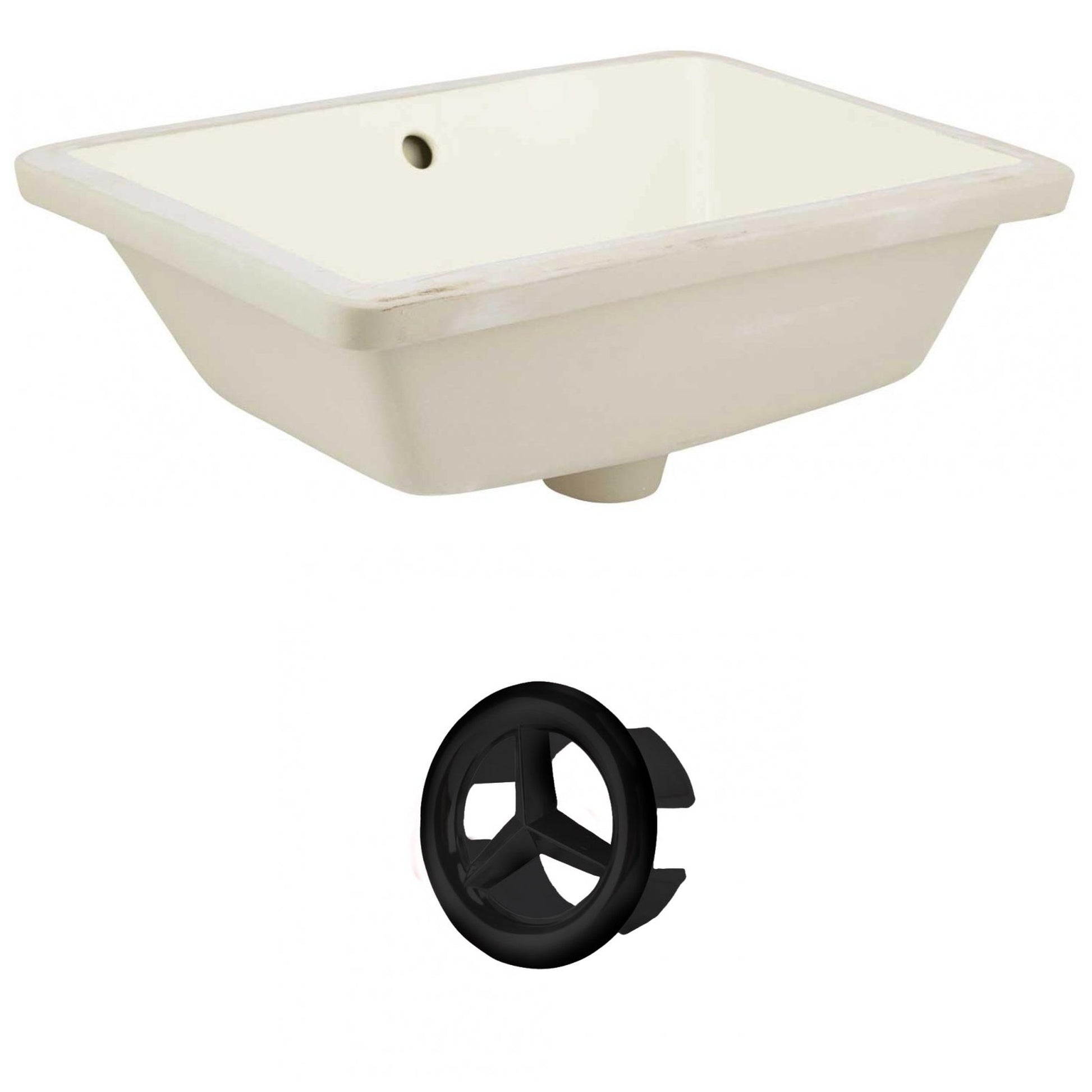 American Imaginations AI-20438 18" Biscuit Rectangular Ceramic Undermount Bathroom Sink Set