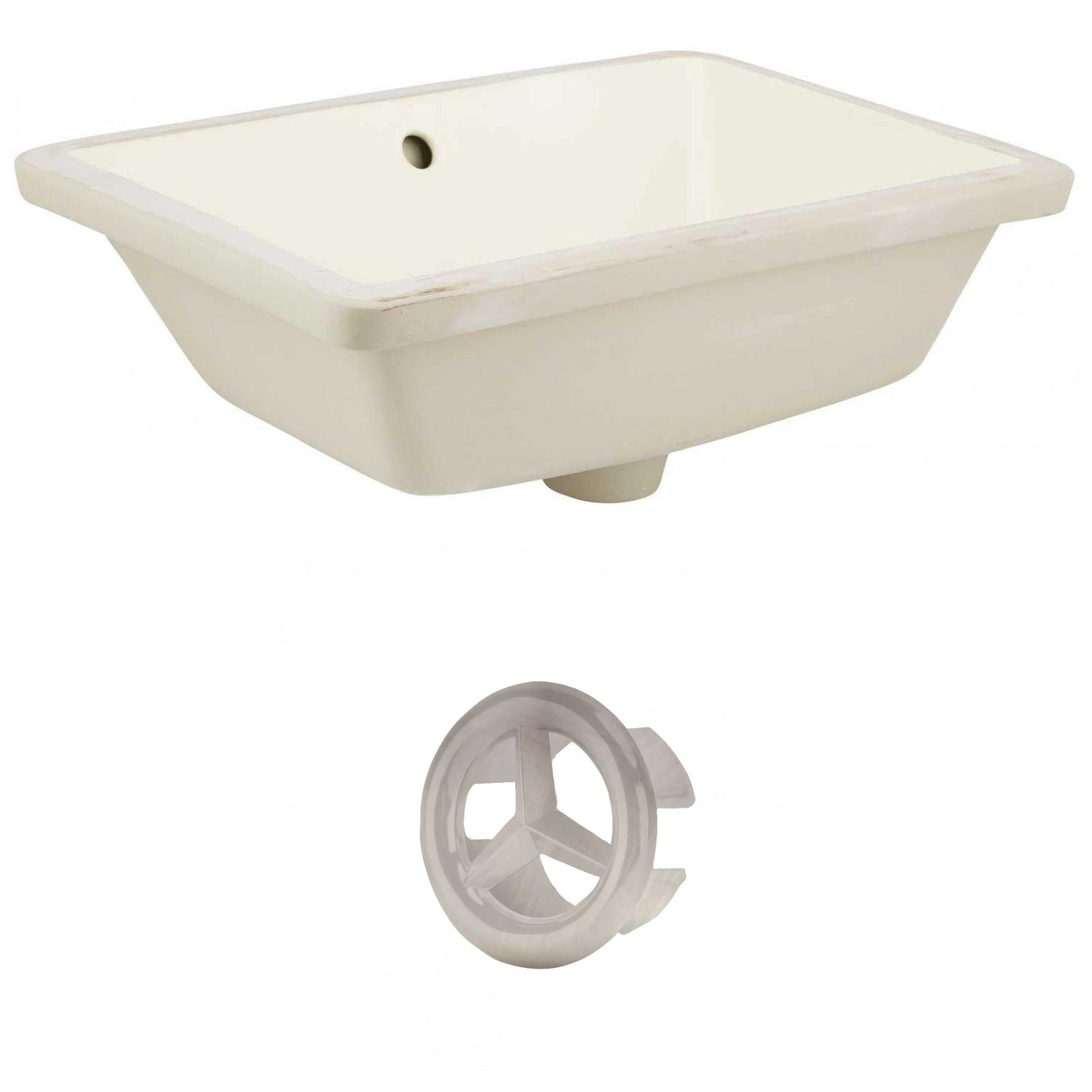 American Imaginations AI-20440 18" Biscuit Rectangular Ceramic Undermount Bathroom Sink Set