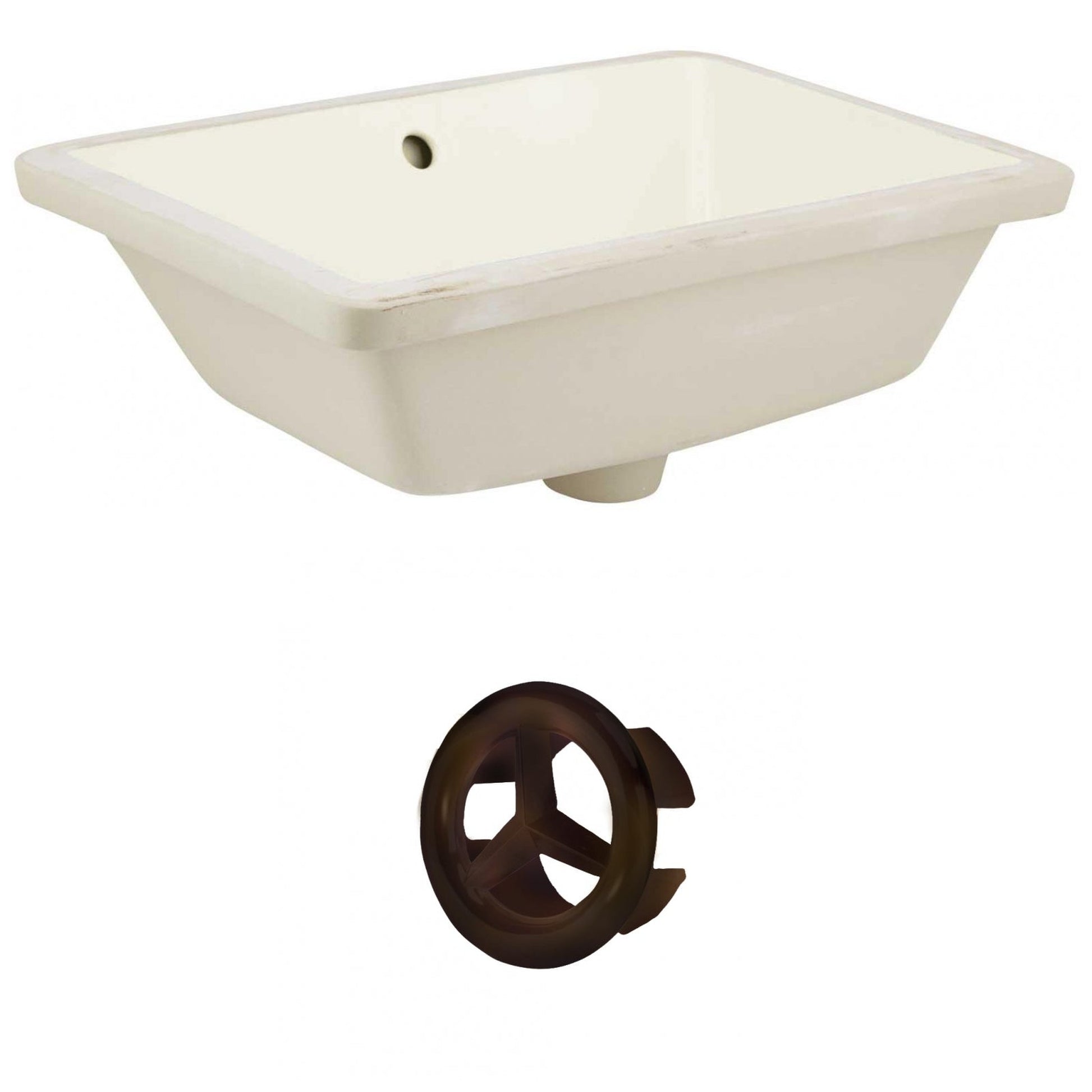 American Imaginations AI-20444 18" Biscuit Rectangular Ceramic Undermount Bathroom Sink Set