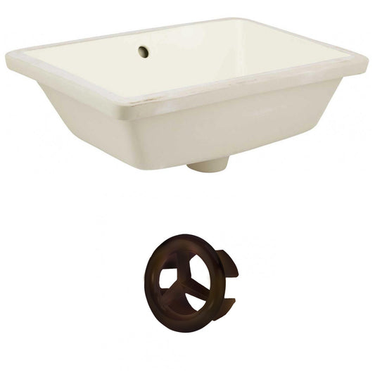 American Imaginations AI-20444 18" Biscuit Rectangular Ceramic Undermount Bathroom Sink Set
